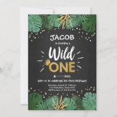 Wild One Safari Gold Boy Animals Verjaardagsfeestj Kaart (Voorkant)