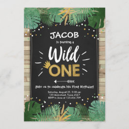 Wild One Safari Gold Boy Animals Verjaardagsfeestj Kaart