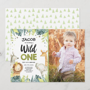 Wild One Safari Gold Boy Groene Dieren Verjaardag Kaart