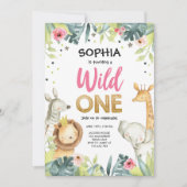 Wild One Safari Gold Girl Pink Animals Kaart (Voorkant)