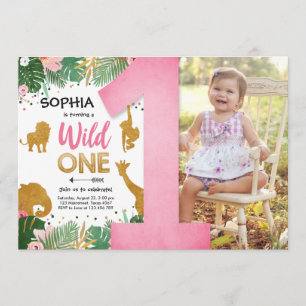 Wild One Safari Gold Girl Pink Animals Kaart