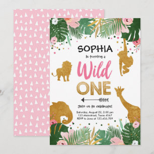 Wild One Safari Gold Girl Pink Animals Kaart