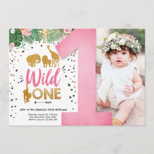 Wild One Safari Gold Girl Pink Animals Kaart