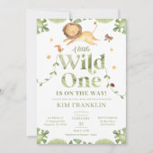 Wild One Safari Green Gender Neutral Baby shower Kaart (Voorkant)