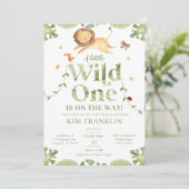 Wild One Safari Green Gender Neutral Baby shower Kaart (Staand voorkant)