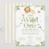 Wild One Safari Green Gender Neutral Baby shower Kaart (Voorkant / Achterkant)