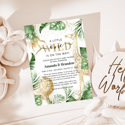 Wild One Safari Green & Gold Baby shower by Mail Kaart