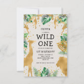 Wild One Safari Green Gold Ecru 1e verjaardag Kaart (Voorkant)