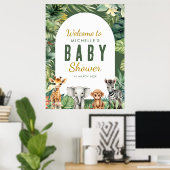 Wild One Safari Greenery Baby shower Welkomstbord Poster (Thuiskantoor)