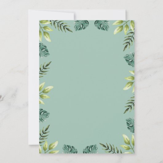 Wild One Safari Greenery Oerwoud 1e verjaardag Kaart (Achterkant)