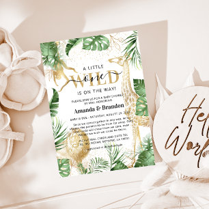 Wild One Safari Groen & Goud Baby Shower Per Post Kaart