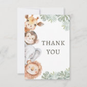 Wild One Safari Jongens 1e Verjaardag Bedankkaart (Voorkant)