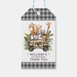 Wild One Safari Jungle 1e Verjaardag Bedankt Cadeaulabel