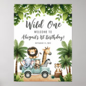 Wild One Safari Jungle 1st Birthday Welcome Sign Poster (Voorkant)