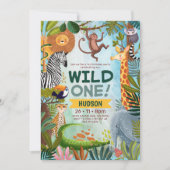 Wild one safari jungle animals boy birthday kaart (Voorkant)