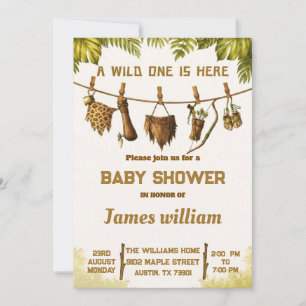 Wild One Safari Jungle Baby Shower Uitnodiging