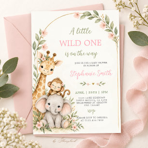 Wild One Safari Jungle Baby Shower Uitnodiging voo
