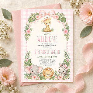 Wild One Safari Jungle Baby Shower Uitnodiging voo