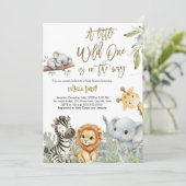 Wild One Safari Jungle cute Animals Baby Shower Kaart (Staand voorkant)