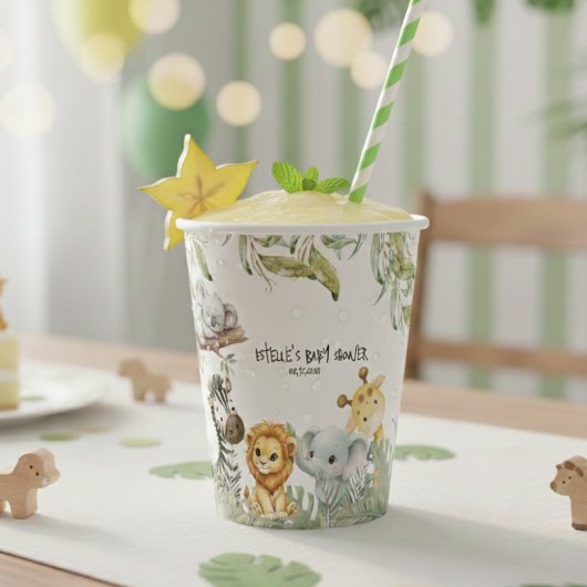 Wild One Safari Jungle Cute Animals Baby Shower Papieren Bekers