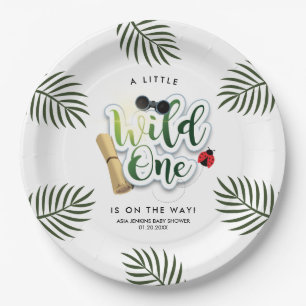 Wild One Safari Jungle Tropische Baby Shower Papieren Bordje