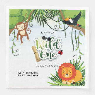 Wild One Safari Jungle Tropische Baby Shower Servet