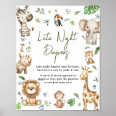 Wild One Safari Late Night Luiers Baby shower Poster (Voorkant)
