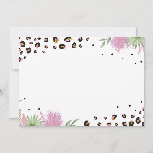 Wild One Safari Leopard 1e Verjaardag uitnodiging (Achterkant)