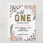 Wild One Safari Leopard 1e Verjaardag uitnodiging (Voorkant)