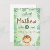 Wild One Safari Lion Invitation (Voorkant / Achterkant)