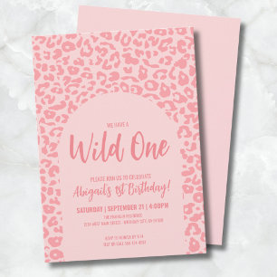 Wild One Safari Meisje Verjaardagsfeestje 1 Jaar Kaart