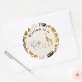 Wild one Safari moderne giraffe verjaardagsfeestje Ronde Sticker (Envelop)