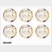 Wild one Safari moderne giraffe verjaardagsfeestje Ronde Sticker (Vel)