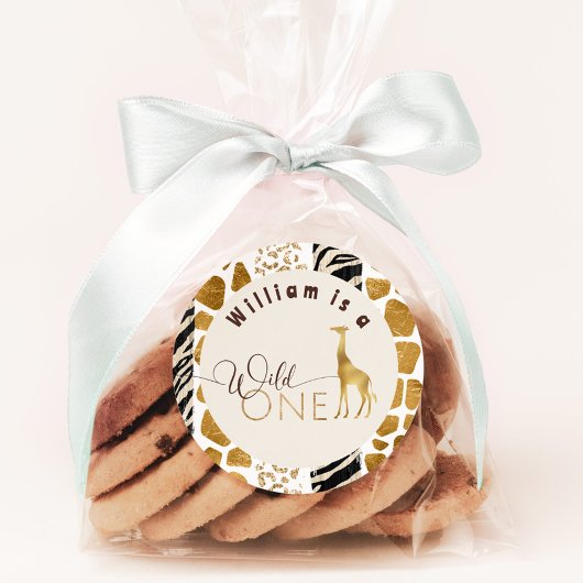 Wild one Safari moderne giraffe verjaardagsfeestje Ronde Sticker