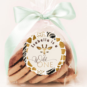 Wild one Safari moderne verjaardagsfeestje Ronde Sticker