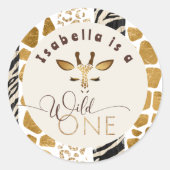 Wild one Safari moderne verjaardagsfeestje Ronde Sticker (Voorkant)