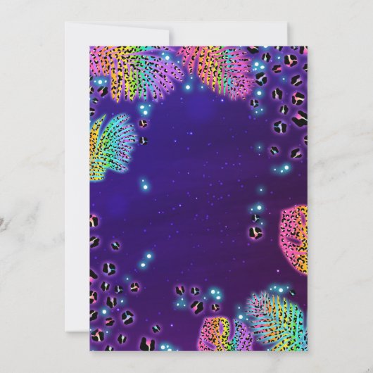 Wild One Safari Neon Rainbow Cheetah Birthday Kaart (Achterkant)