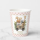 Wild One Safari Oerwoud 1e eerste verjaardag roze Papieren Bekers (Achterkant)