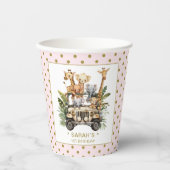 Wild One Safari Oerwoud 1e eerste verjaardag roze Papieren Bekers (Voorkant)