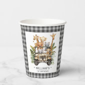 Wild One Safari Oerwoud 1e Verjaardag Papieren Bekers (Achterkant)