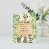 Wild one safari oerwoud 1e verjaardag uitnodiging (Staand voorkant)
