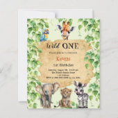 Wild one safari oerwoud 1e verjaardag uitnodiging (Voorkant)