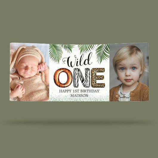 Wild One Safari Oerwoud 1st Birthday Foto Spandoek