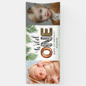 Wild One Safari Oerwoud 1st Birthday Foto Spandoek (Verticaal)