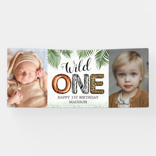 Wild One Safari Oerwoud 1st Birthday Foto Spandoek