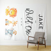 Wild One Safari Oerwoud 1st Birthday Party - achte Wandkleed (In Situ (horizontaal))