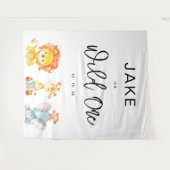 Wild One Safari Oerwoud 1st Birthday Party - achte Wandkleed (Voorkant (horizontaal))