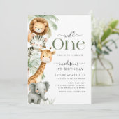 Wild One Safari Oerwoud Animal Boy 1e verjaardag I Kaart (Staand voorkant)