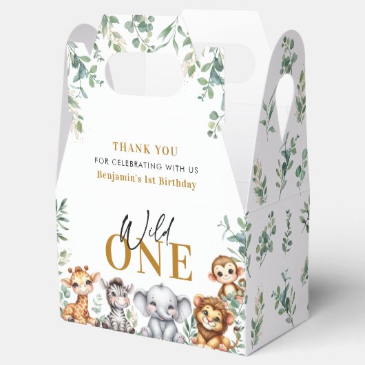 Wild One Safari Oerwoud Animals 1ste verjaardag Bedankdoosjes (Geopend)