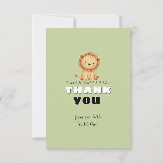 Wild One Safari Oerwoud Animals 1ste verjaardag Bedankkaart (Voorkant)